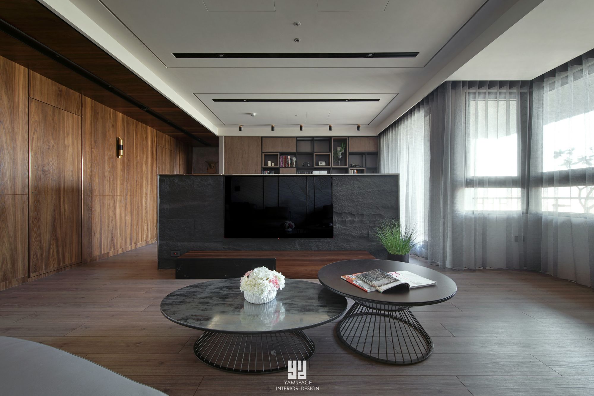 大理石材電視牆-華廈住宅空間設計案例